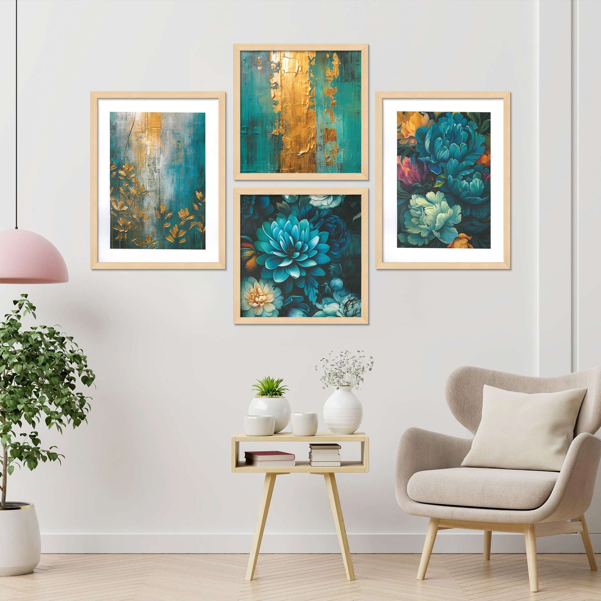 SET OF 4 DIGITAL WALL PAINTING